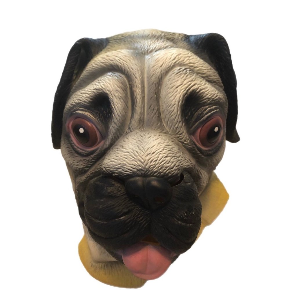 Face Funny Pug Animal Head Mask For Halloween Costume Realistic Dog